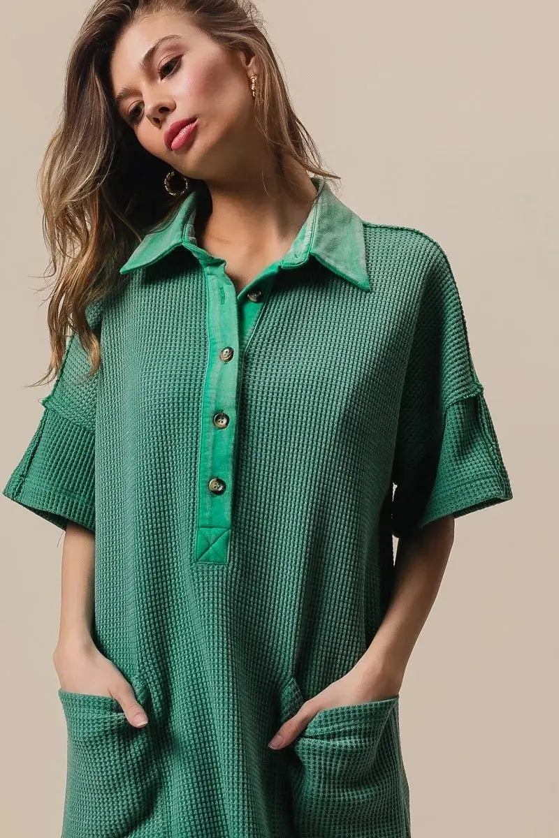 BiBi Dip Dye Mineral Washed Knit Dress for Casual Style - Love Salve